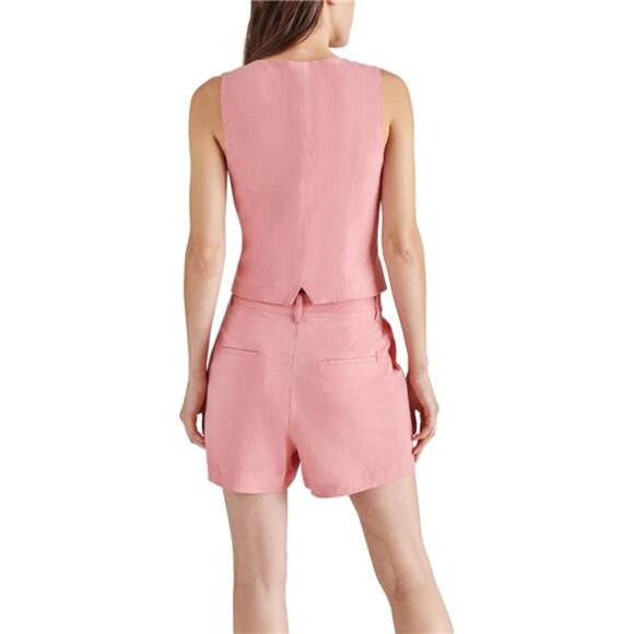 Women's Sleeveless Selene Vest Woven Three-Button Menswear Inspired - Picture 4 of 7